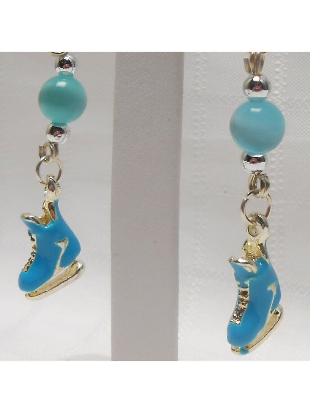 No596 Handmade earrings with enameled shoes silver charms
